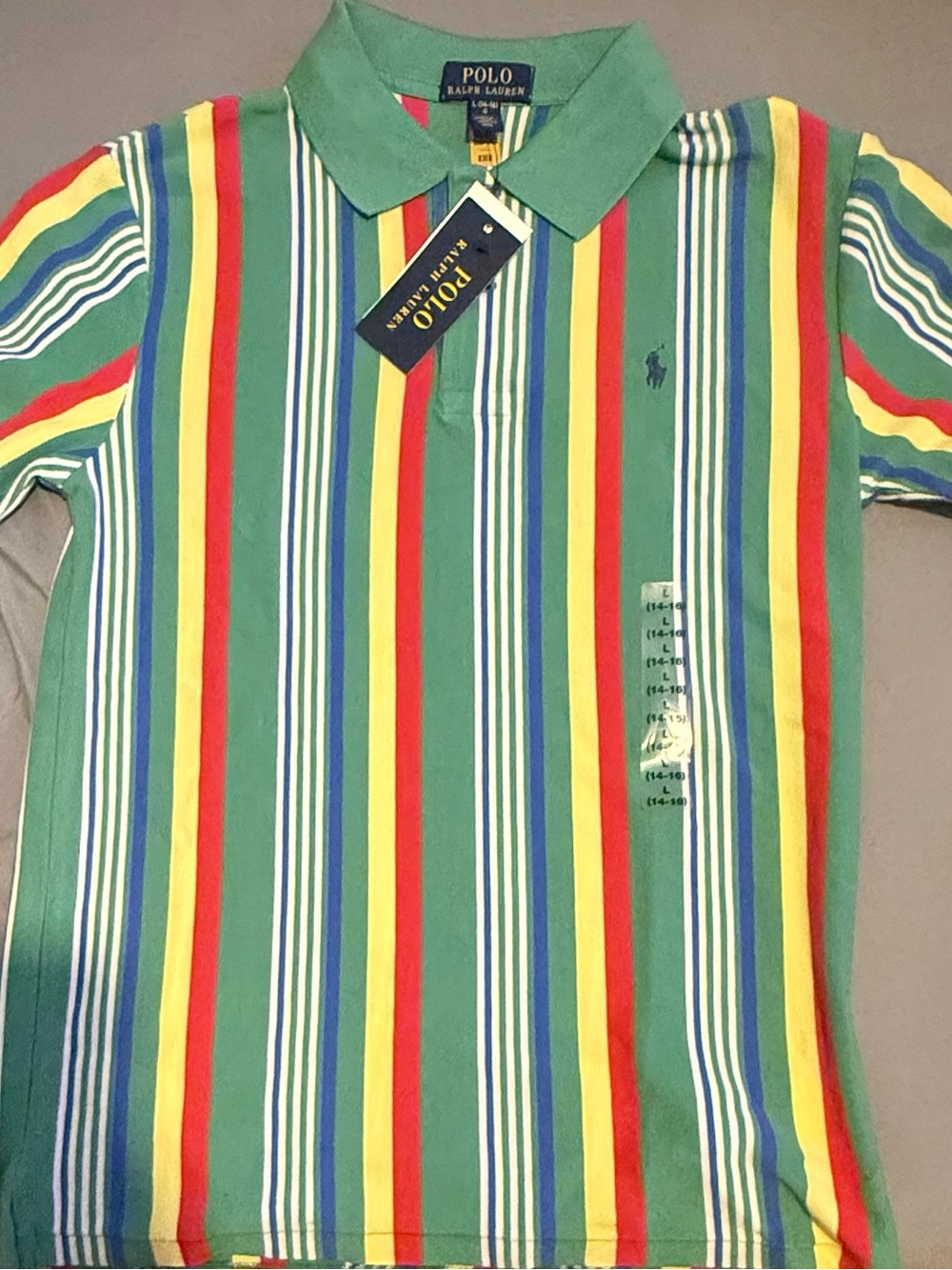Ralph Lauren Green Multi-Stripe Kids Polo Shirt